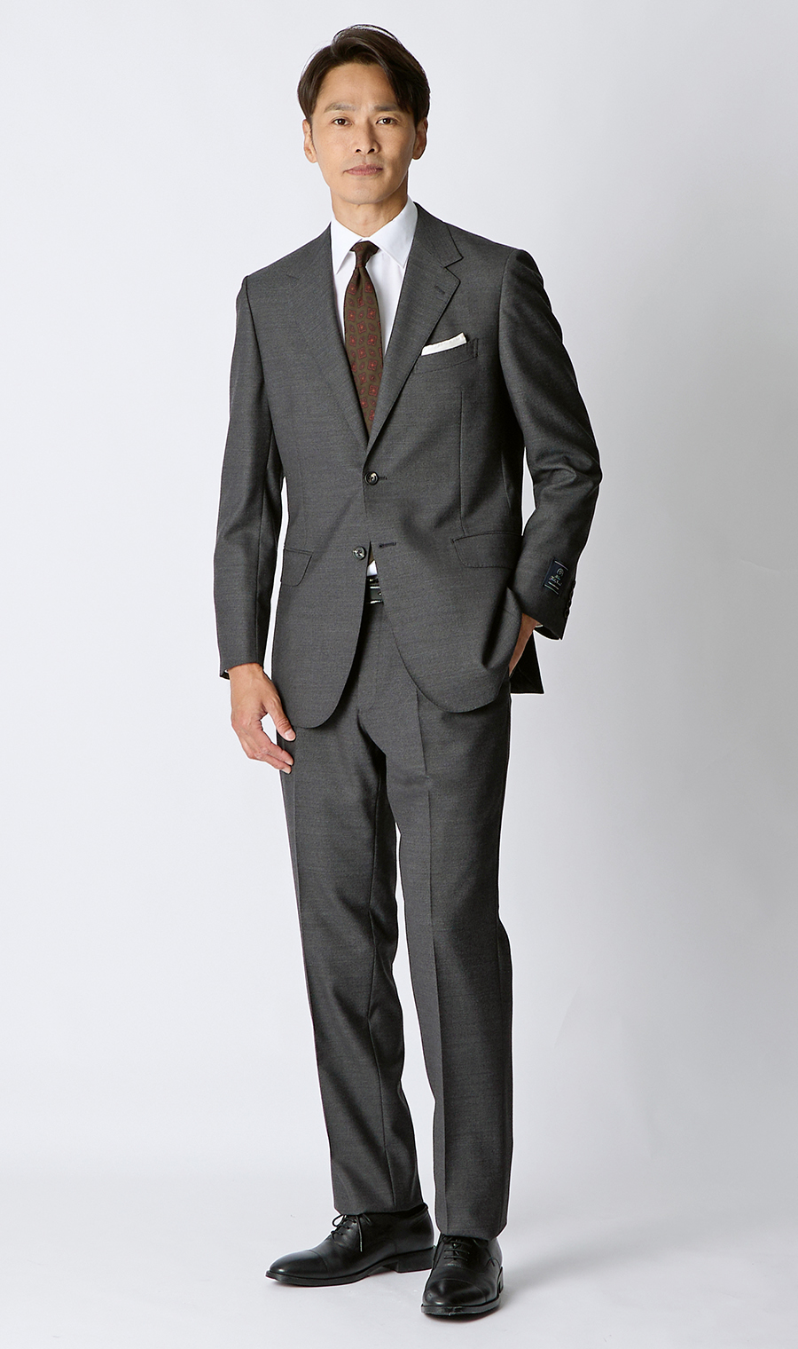 プレミアムスタンダードスーツ【Contemporary Line】 グレー 体型:A体(標準型),号数（身長）:3号(160cm)
