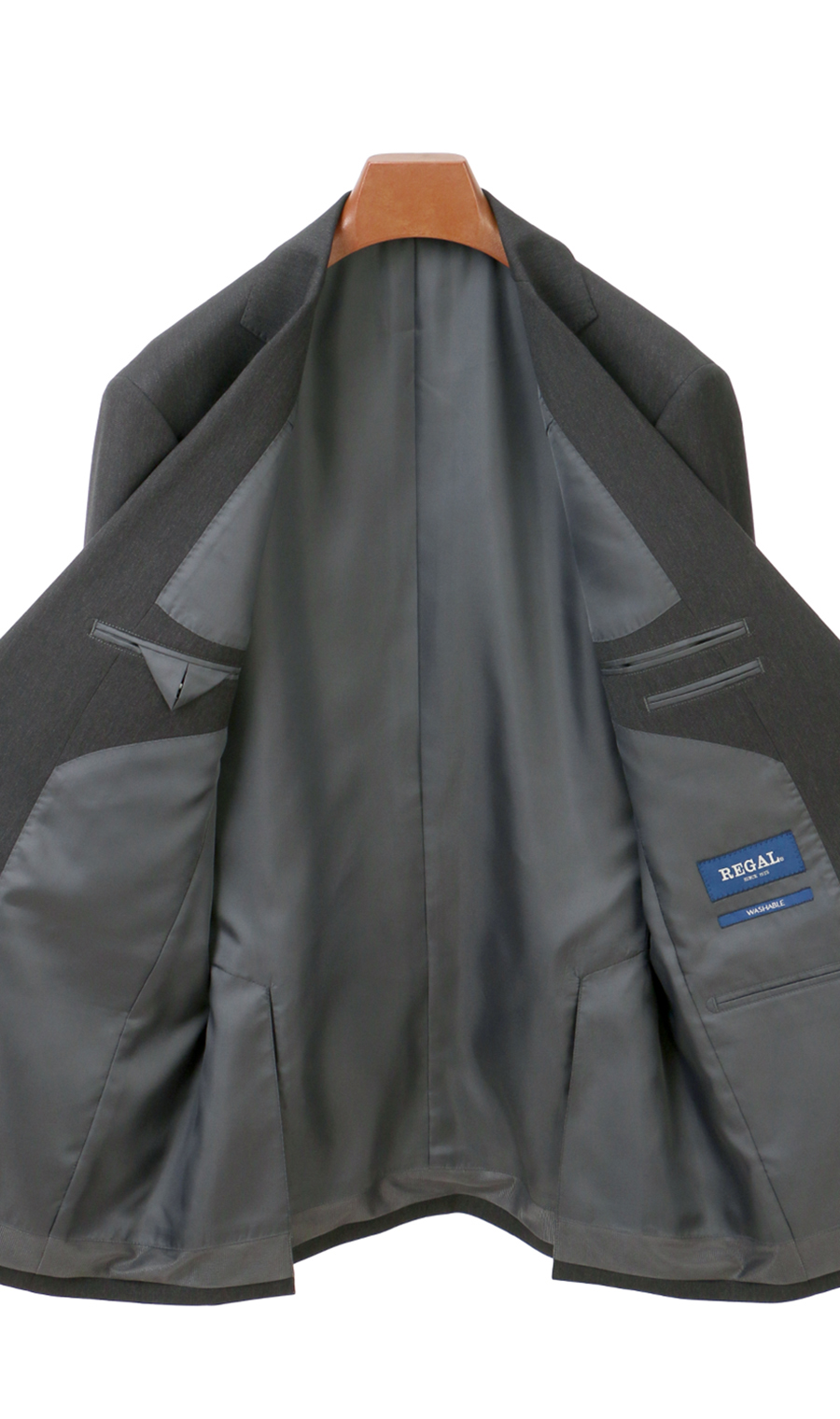 スタンダードスーツ【肩くるしくないスーツ】【Plastics Smart】 グレー系 体型:AB体(がっちり型),号数（身長）:6号(175cm)