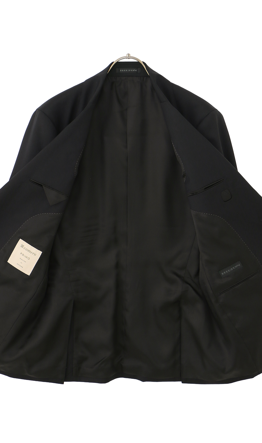 プレミアムスタイリッシュスーツ【COMERO】【HILTON】 ブラック 体型:A体(標準型),号数(身長):8号(185cm)
