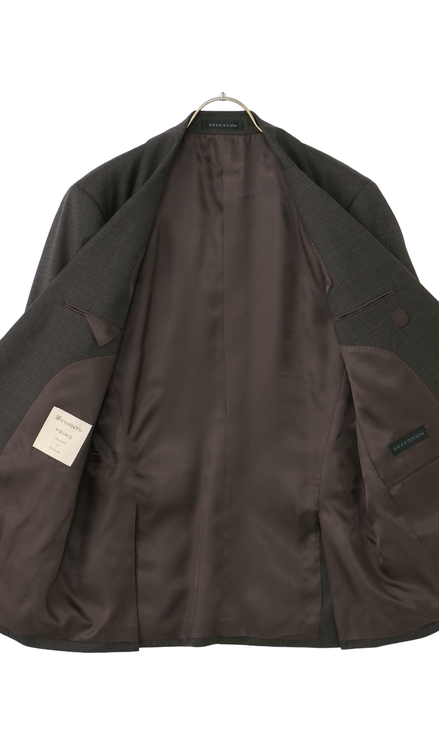 プレミアムスタイリッシュスーツ【COMERO】【HILTON】 ブラウン 体型:A体(標準型),号数(身長):4号(165cm)
