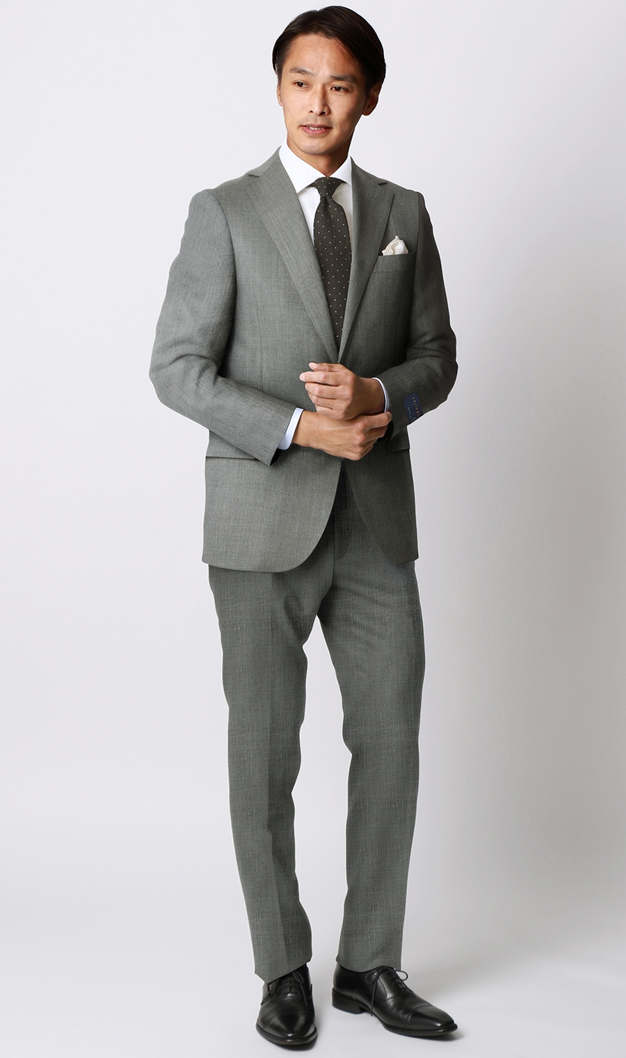 プレミアムスタイリッシュスーツ《SUITO WOOL》 ライトグレー 体型:AB体(がっちり型),号数（身長）:4号(165cm)
