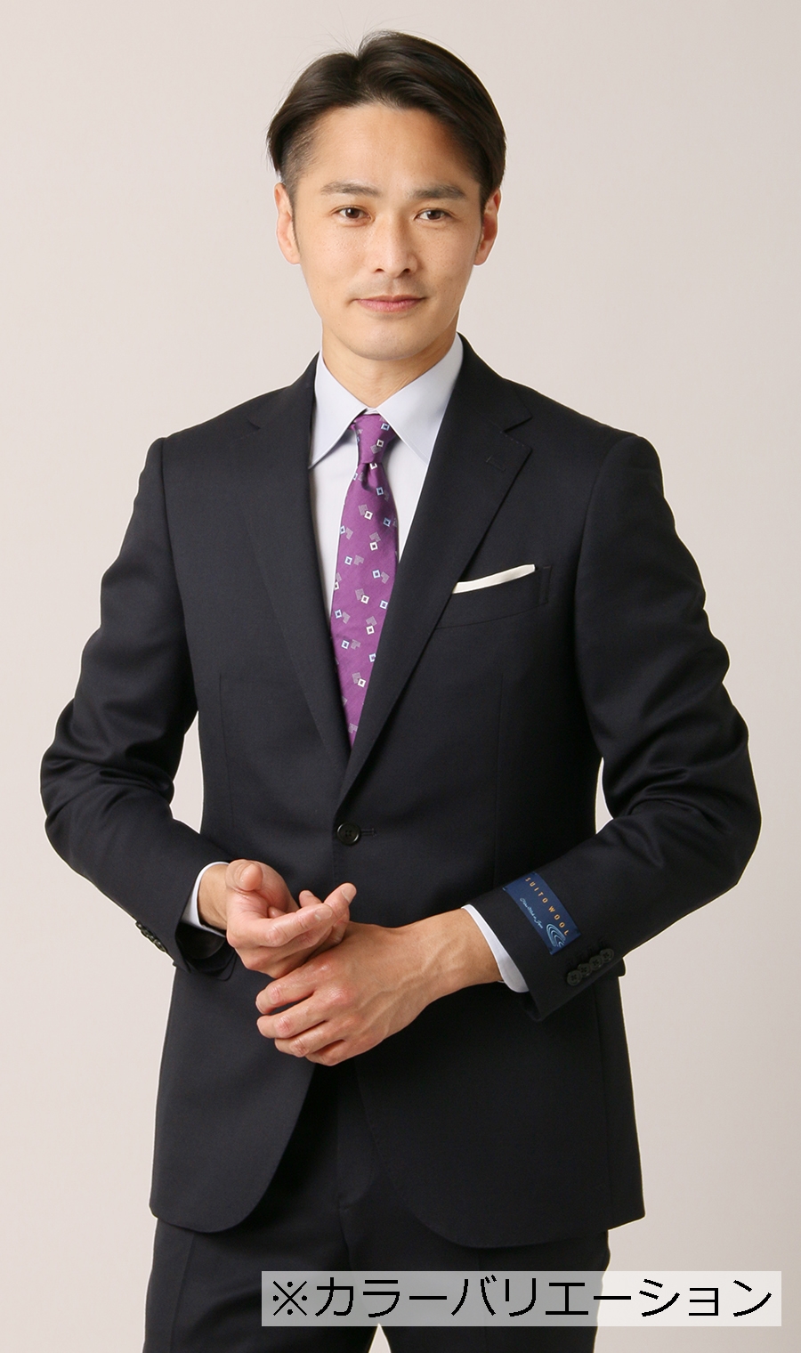 プレミアムスタイリッシュスーツ《SUITO WOOL》 ライトグレー 体型:AB体(がっちり型),号数（身長）:4号(165cm)