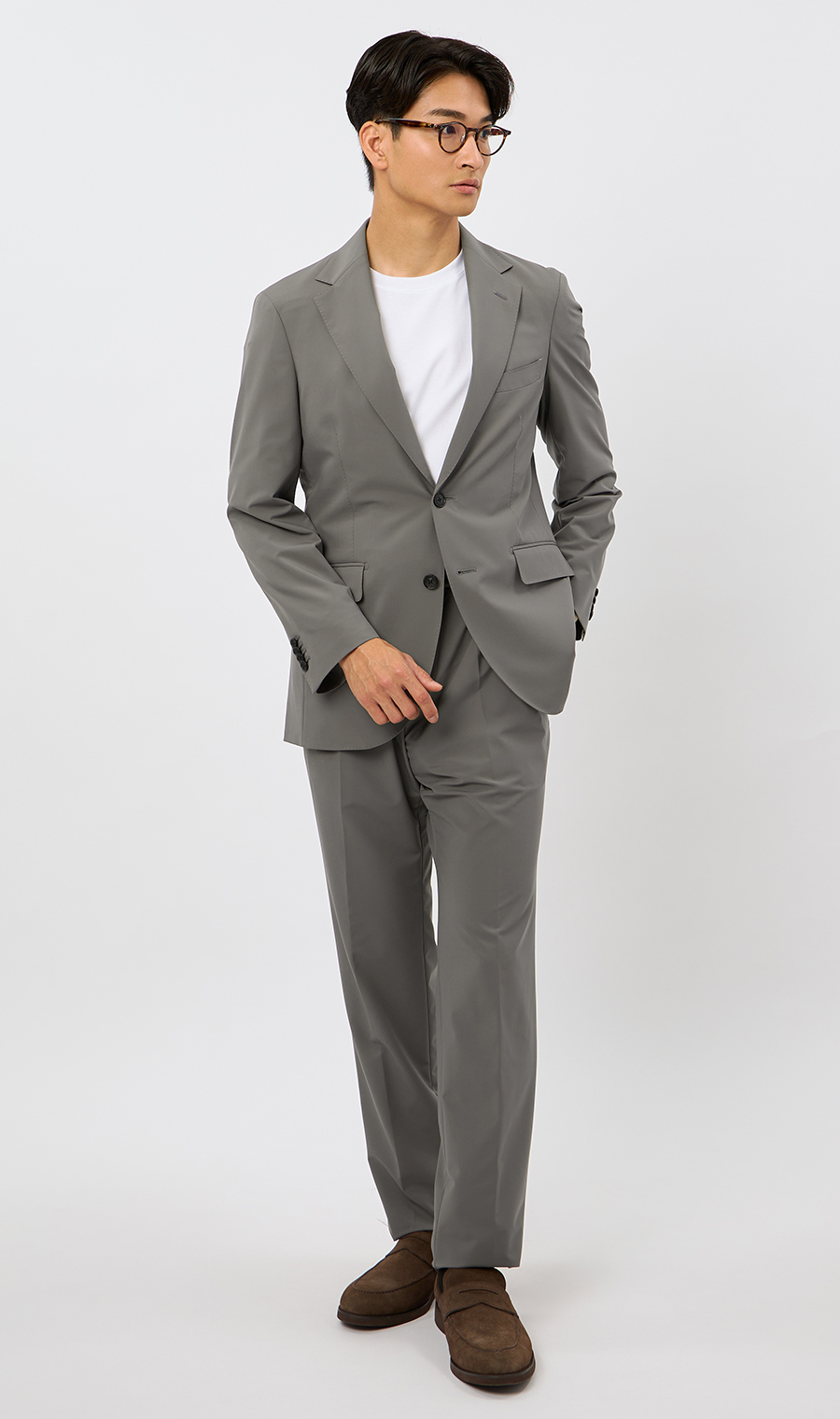 プレミアムスタイリッシュスーツ【冷感】 グレー 体型:YA体(スリム型),号数（身長）:3号(160cm)