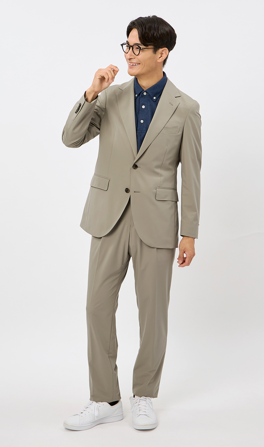 プレミアムスタイリッシュスーツ【冷感】 ベージュ 体型:YA体(スリム型),号数（身長）:4号(165cm)