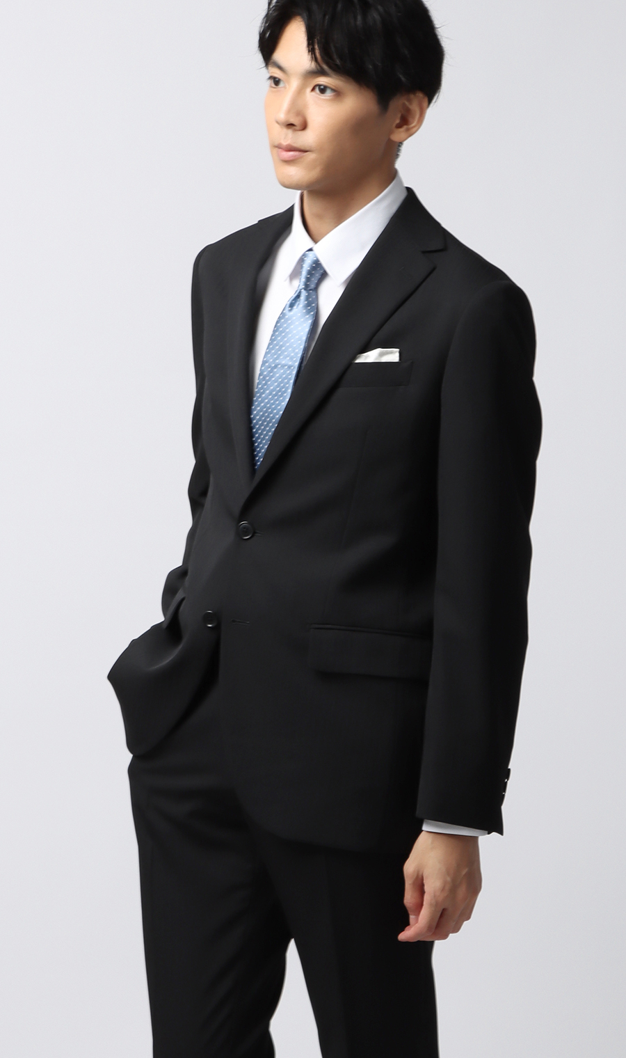 スタイリッシュスーツ【ウォッシャブル】 ブラック系 体型:YA体(スリム型),号数（身長）:3号(160cm)