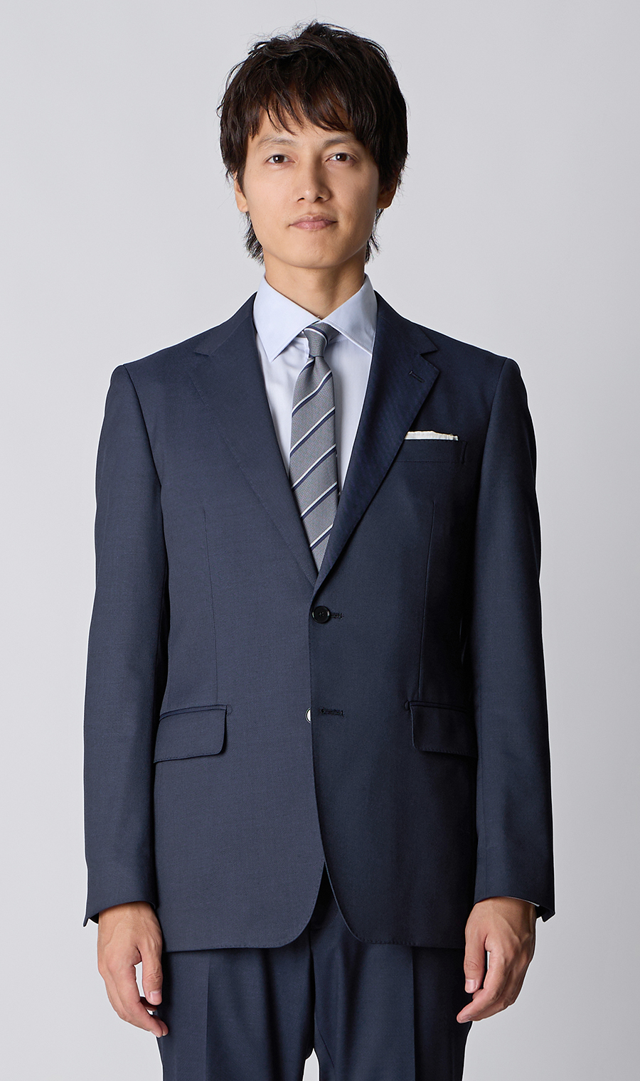 スタイリッシュスーツ【肩くるしくないスーツ】【Plastics Smart】 ネイビー 体型:BE体(ゆったり型),号数(身長):6号(175cm)