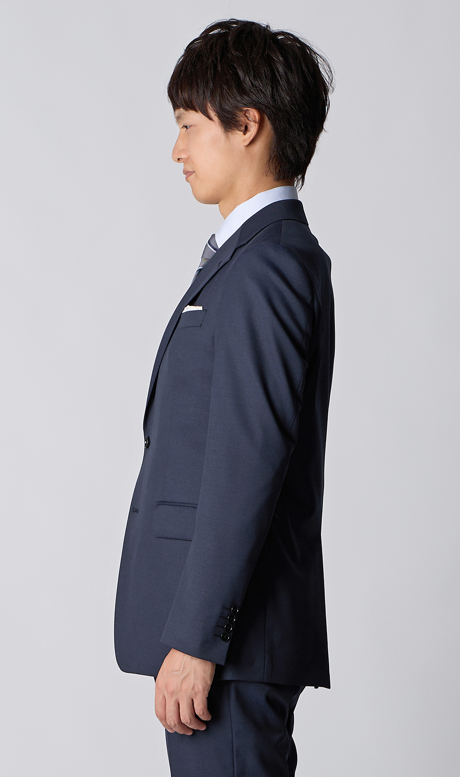 スタイリッシュスーツ【肩くるしくないスーツ】【Plastics Smart】 ネイビー 体型:BE体(ゆったり型),号数(身長):6号(175cm)