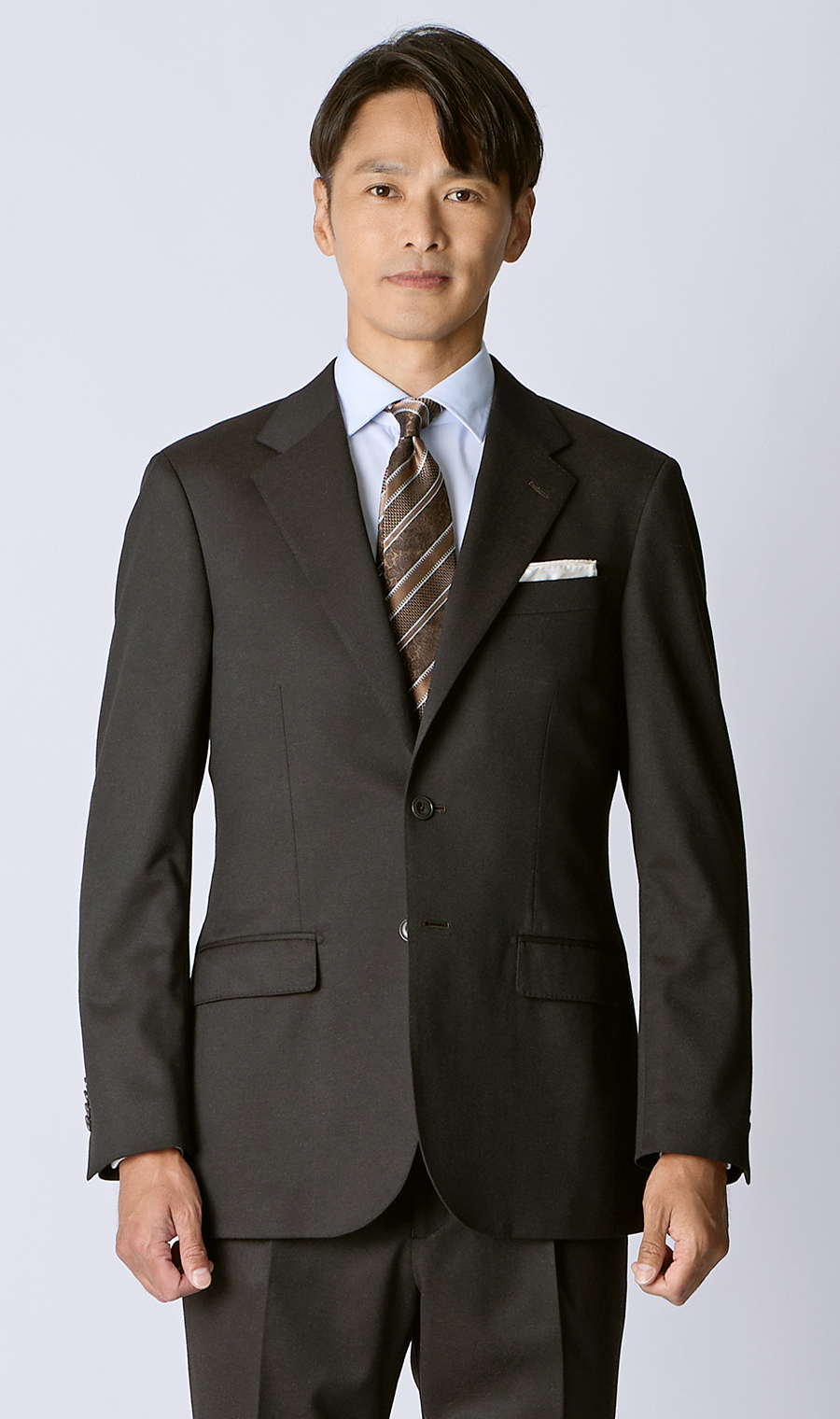 スタイリッシュスーツ【3ボタン段返り】【WEAR SHiFT】 ブラウン 体型:A体(標準型),号数（身長）:4号(165cm)