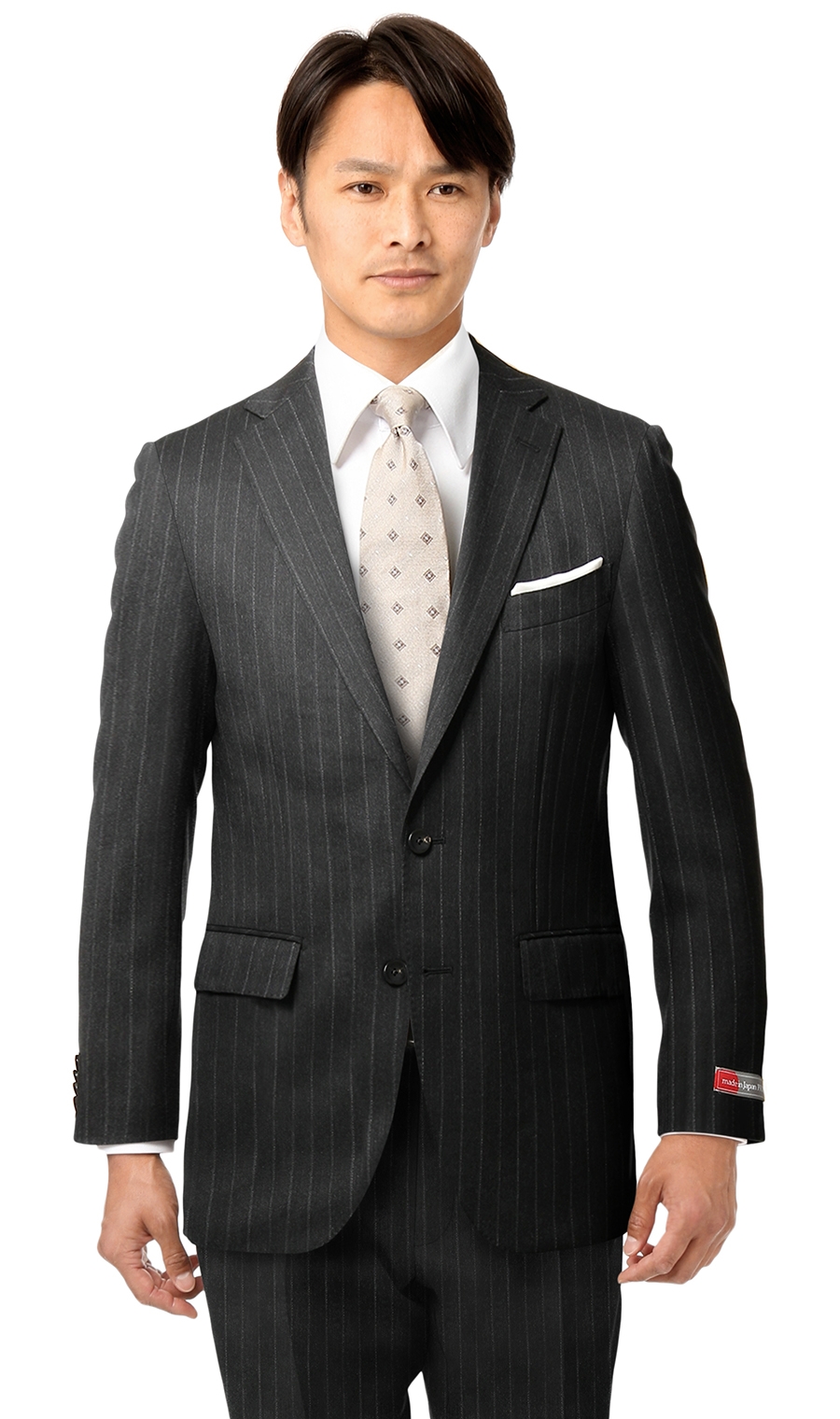 プレミアムスタイリッシュスーツ【御幸毛織】【made in Japan PRIDE】 グレー 体型:AB体(がっちり型),号数（身長）:4号(165cm)