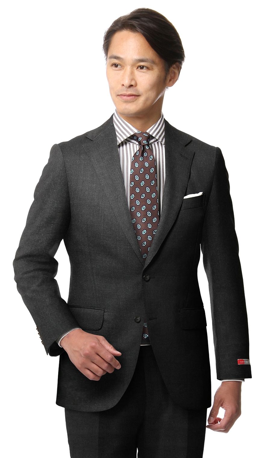 プレミアムスタイリッシュスーツ【御幸毛織】【made in Japan PRIDE】 グレー 体型:YA体(スリム型),号数（身長）:6号(175cm)
