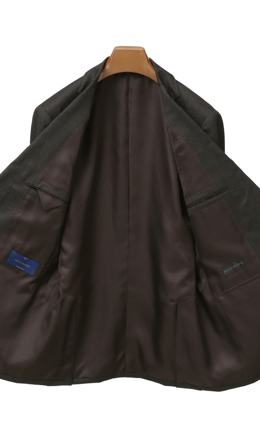 プレミアムスタイリッシュスーツ【御幸毛織】【made in Japan PRIDE】 ブラウン 体型:A体(標準型),号数（身長）:4号(165cm)