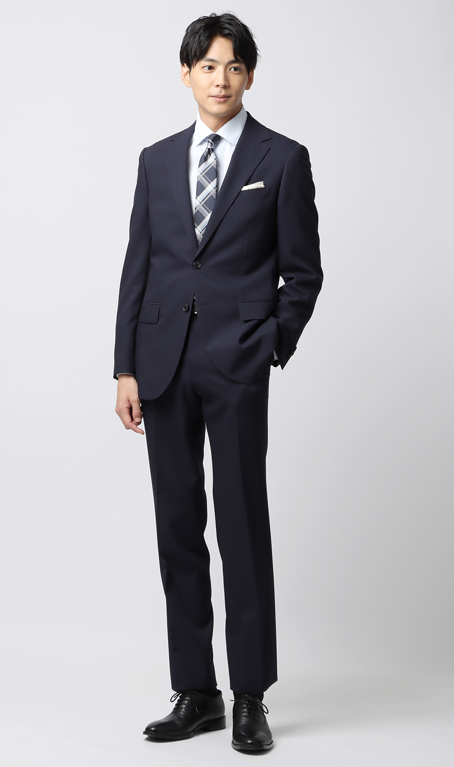 スタイリッシュスーツ【ウォッシャブル】 ネイビー系 体型:YA体(スリム型),号数（身長）:3号(160cm)