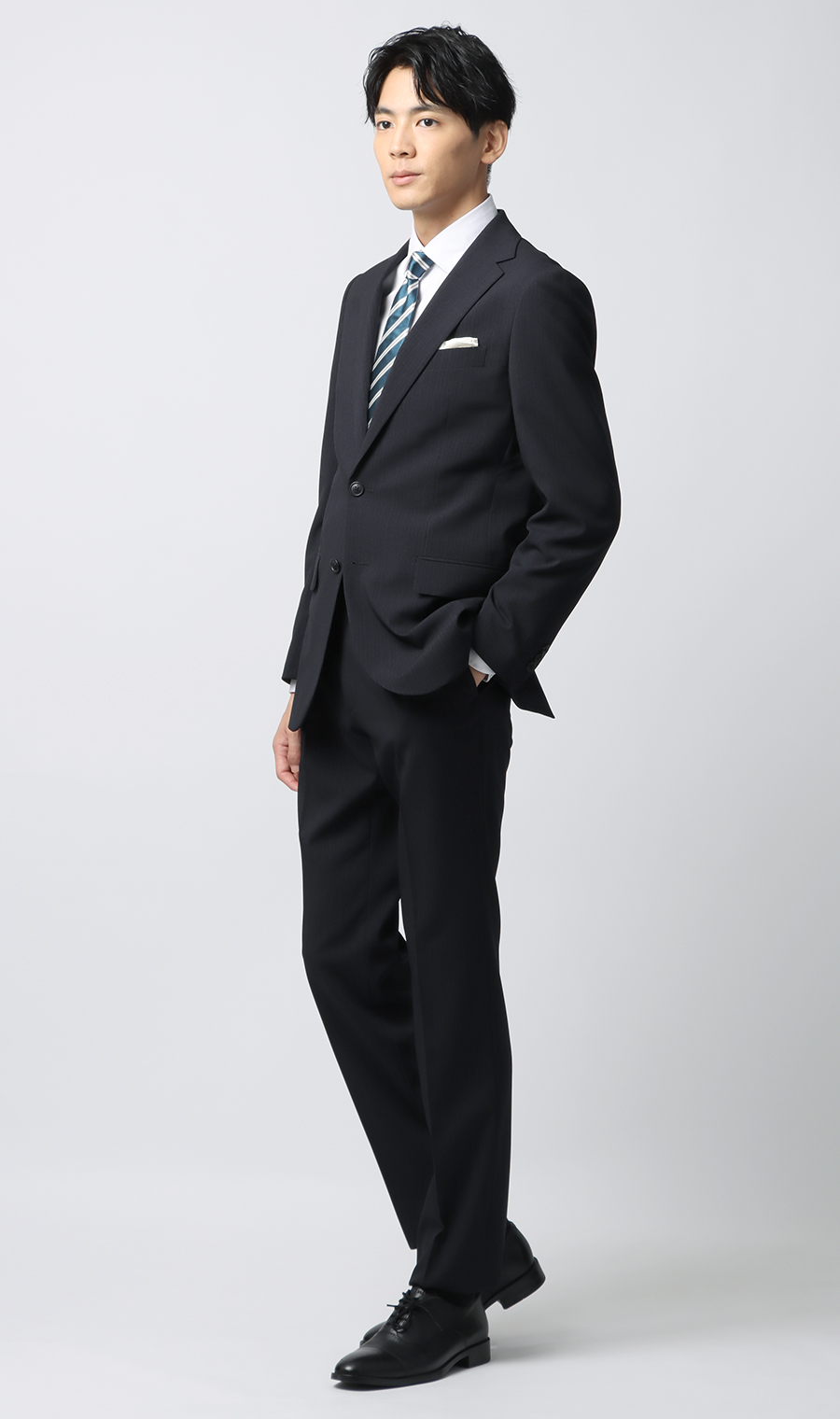 スタイリッシュスーツ【ウォッシャブル】 ネイビー 体型:YA体(スリム型),号数（身長）:3号(160cm)