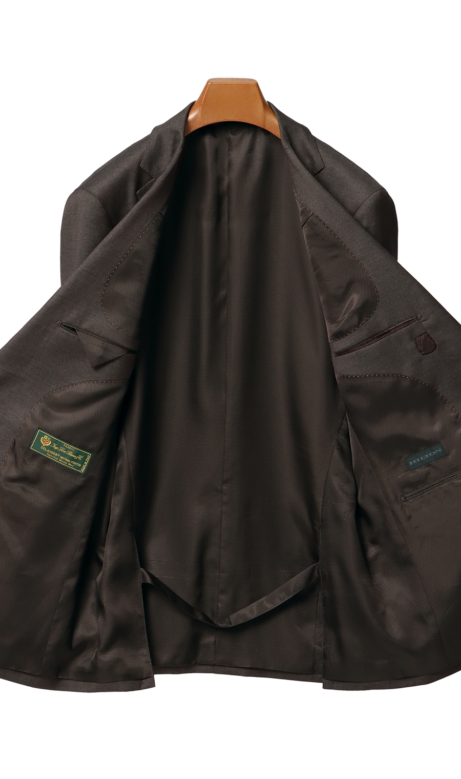 プレミアムスタイリッシュスーツ《Loro Piana》《ZELANDER》 ブラウン 体型:AB体(がっちり型),号数（身長）:6号(175cm)