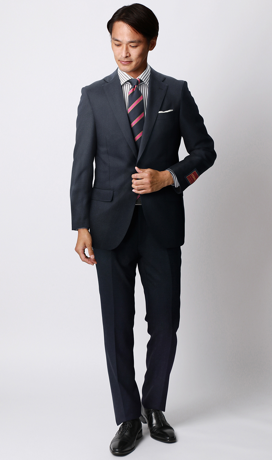 プレミアムスタイリッシュスーツ《E・THOMAS》《Super120’s》 ネイビー 体型:A体(標準型),号数(身長):4号(165cm)