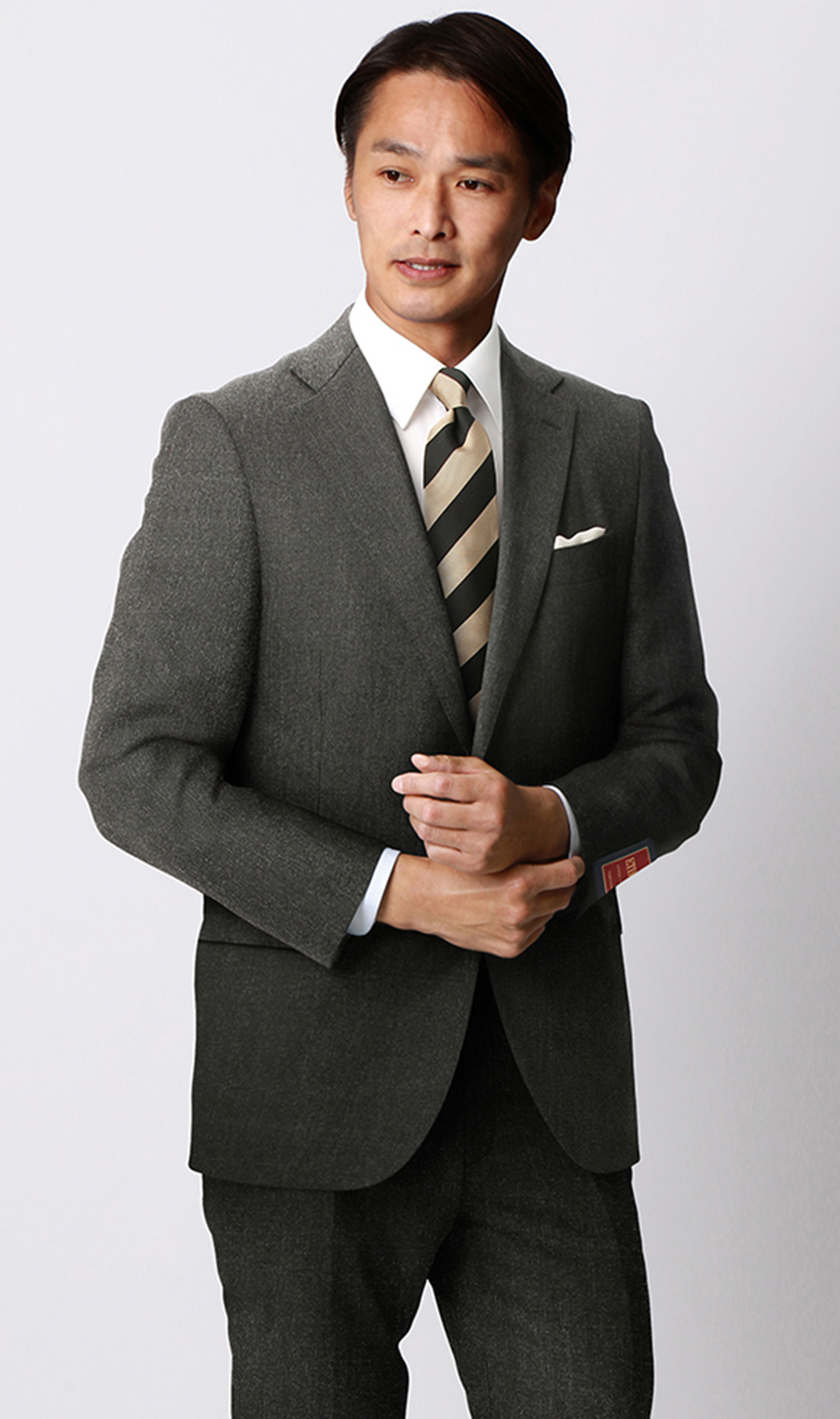 プレミアムスタイリッシュスーツ《E・THOMAS》《Super120’s》 グレー 体型:A体(標準型),号数（身長）:4号(165cm)