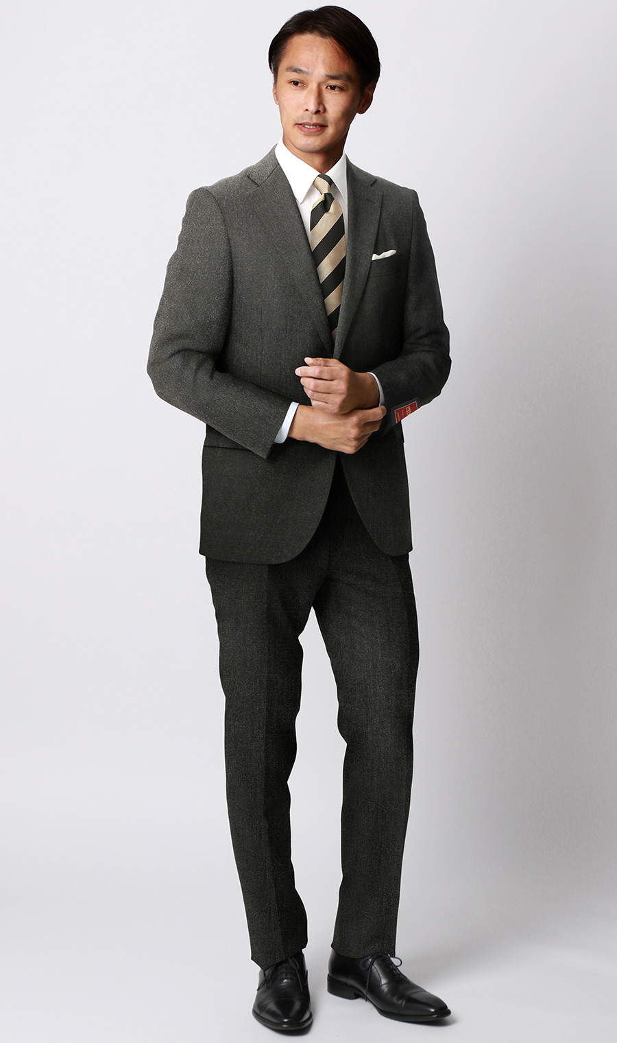 プレミアムスタイリッシュスーツ《E・THOMAS》《Super120’s》 グレー 体型:A体(標準型),号数（身長）:4号(165cm)