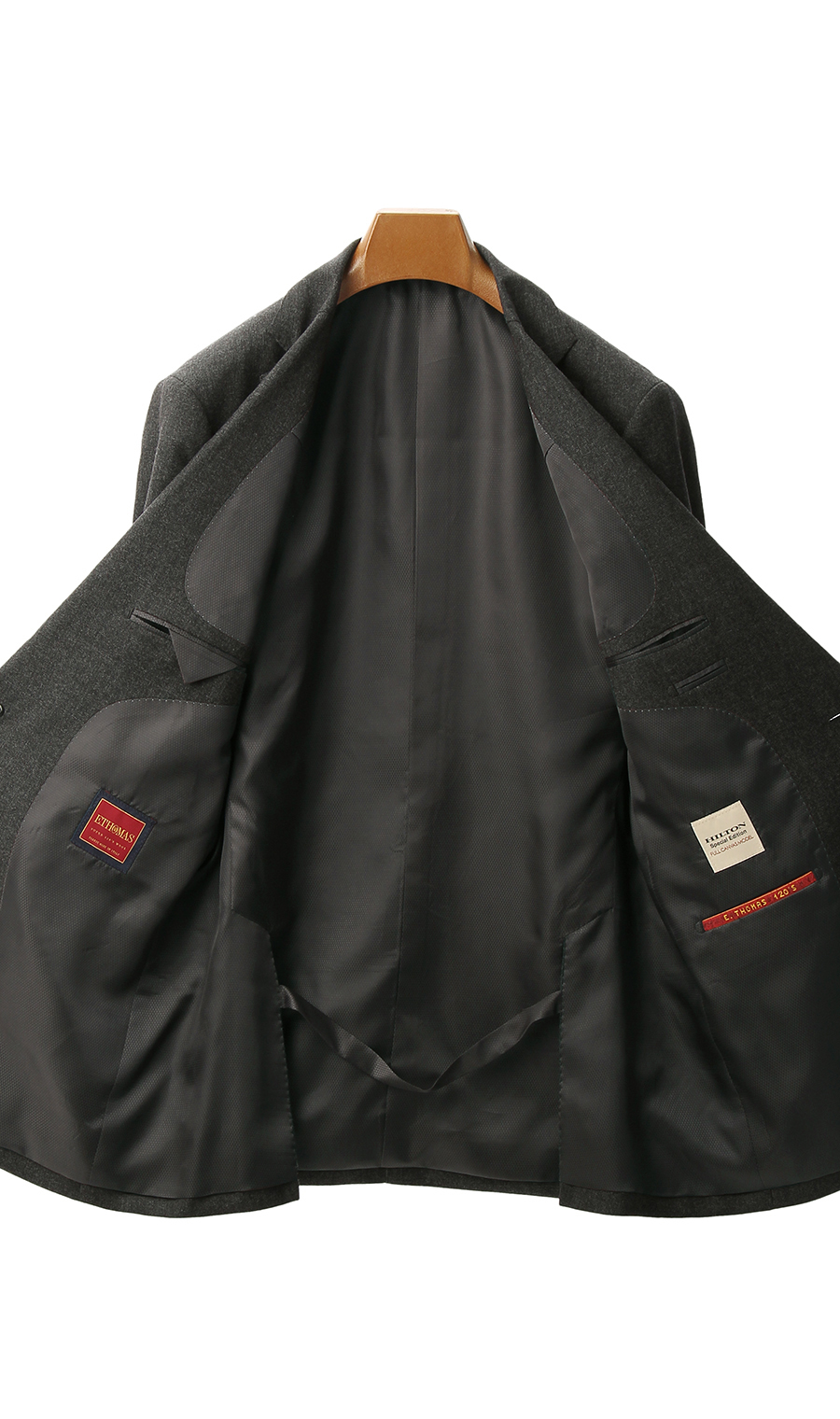 プレミアムスタイリッシュスーツ《E・THOMAS》《Super120’s》 グレー 体型:A体(標準型),号数（身長）:4号(165cm)