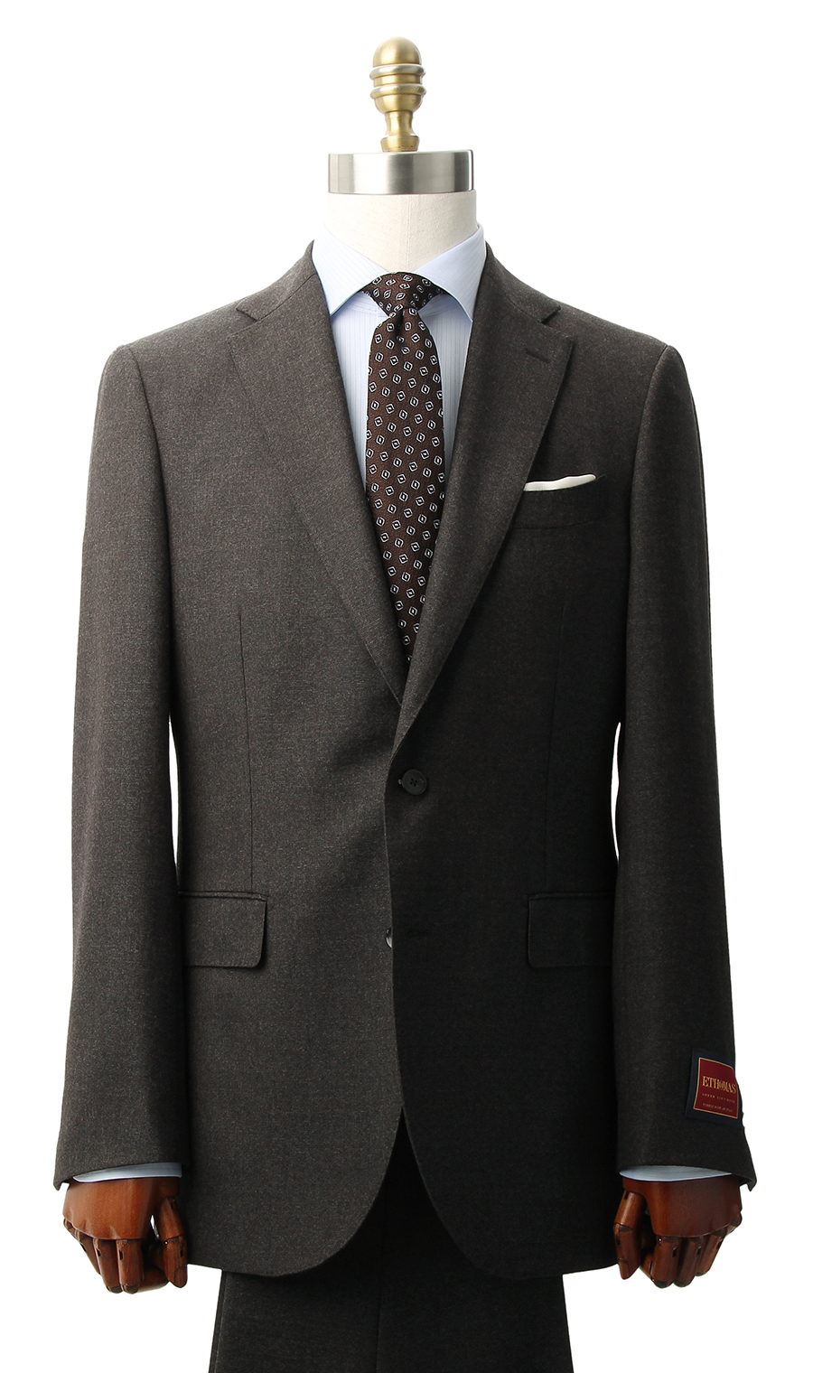 プレミアムスタイリッシュスーツ《E・THOMAS》《Super120’s》 ブラウン 体型:A体(標準型),号数（身長）:5号(170cm)