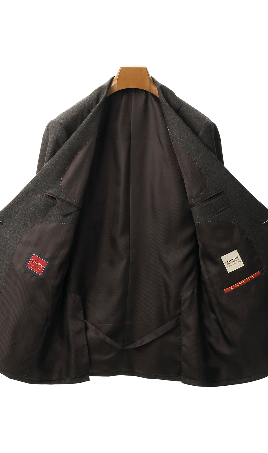 プレミアムスタイリッシュスーツ《E・THOMAS》《Super120’s》 ブラウン 体型:A体(標準型),号数（身長）:5号(170cm)