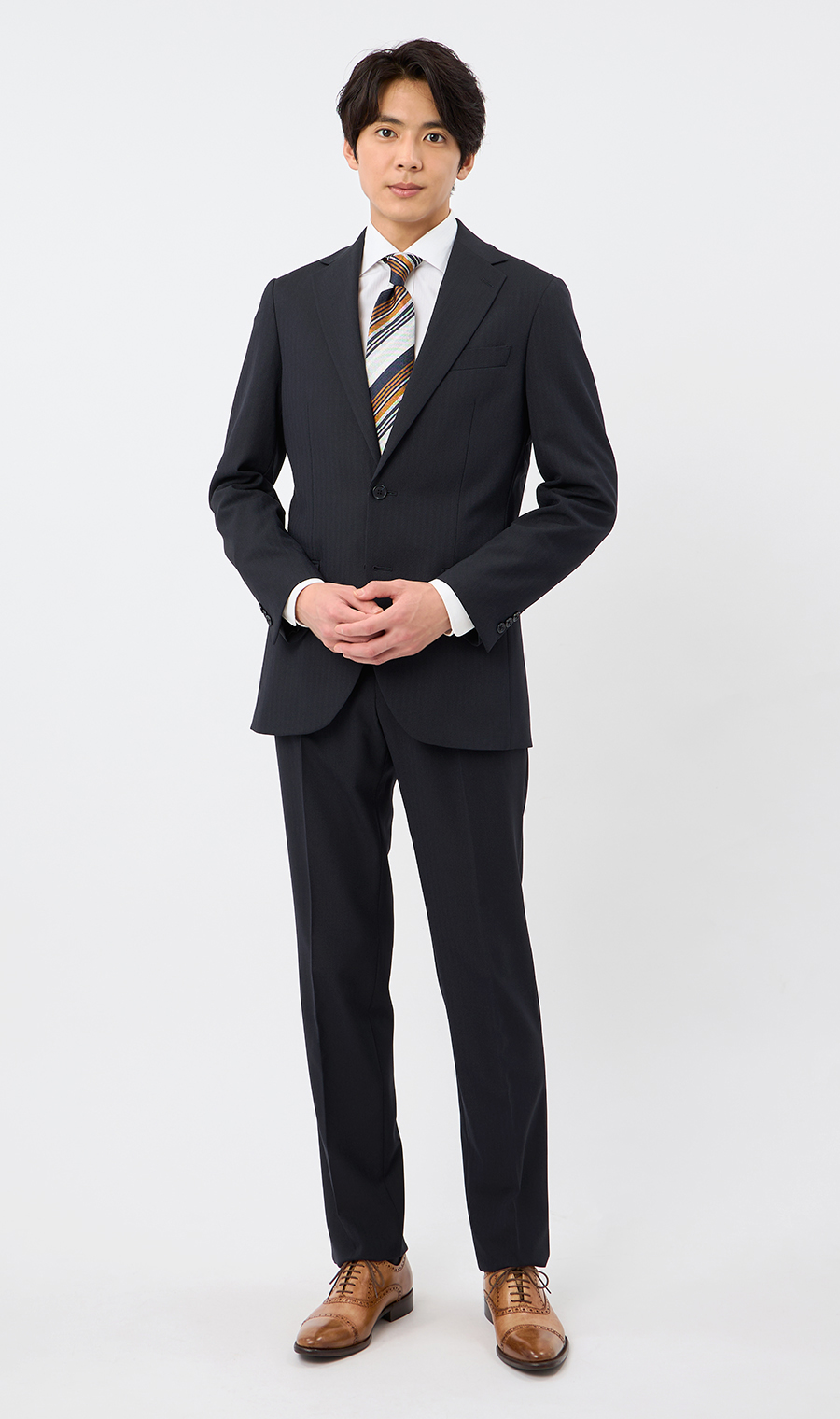 スタイリッシュスーツ【ウォッシャブル】 ネイビー 体型:YA体(スリム型),号数（身長）:3号(160cm)