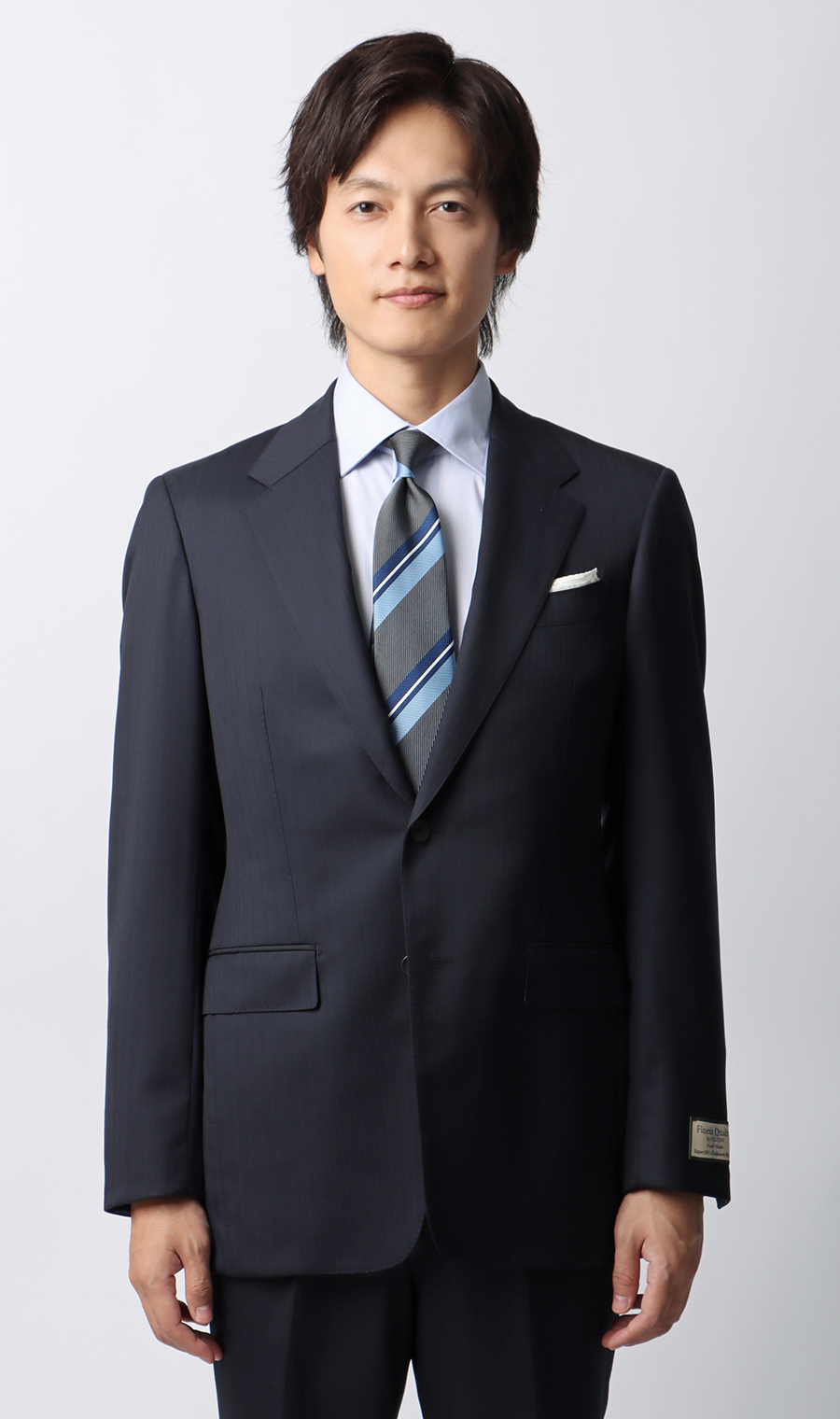 プレミアムスタイリッシュスーツ【SUPER100’ｓ Cashmere Blend】 ネイビー 体型:YA体(スリム型),号数（身長）:3号(160cm)