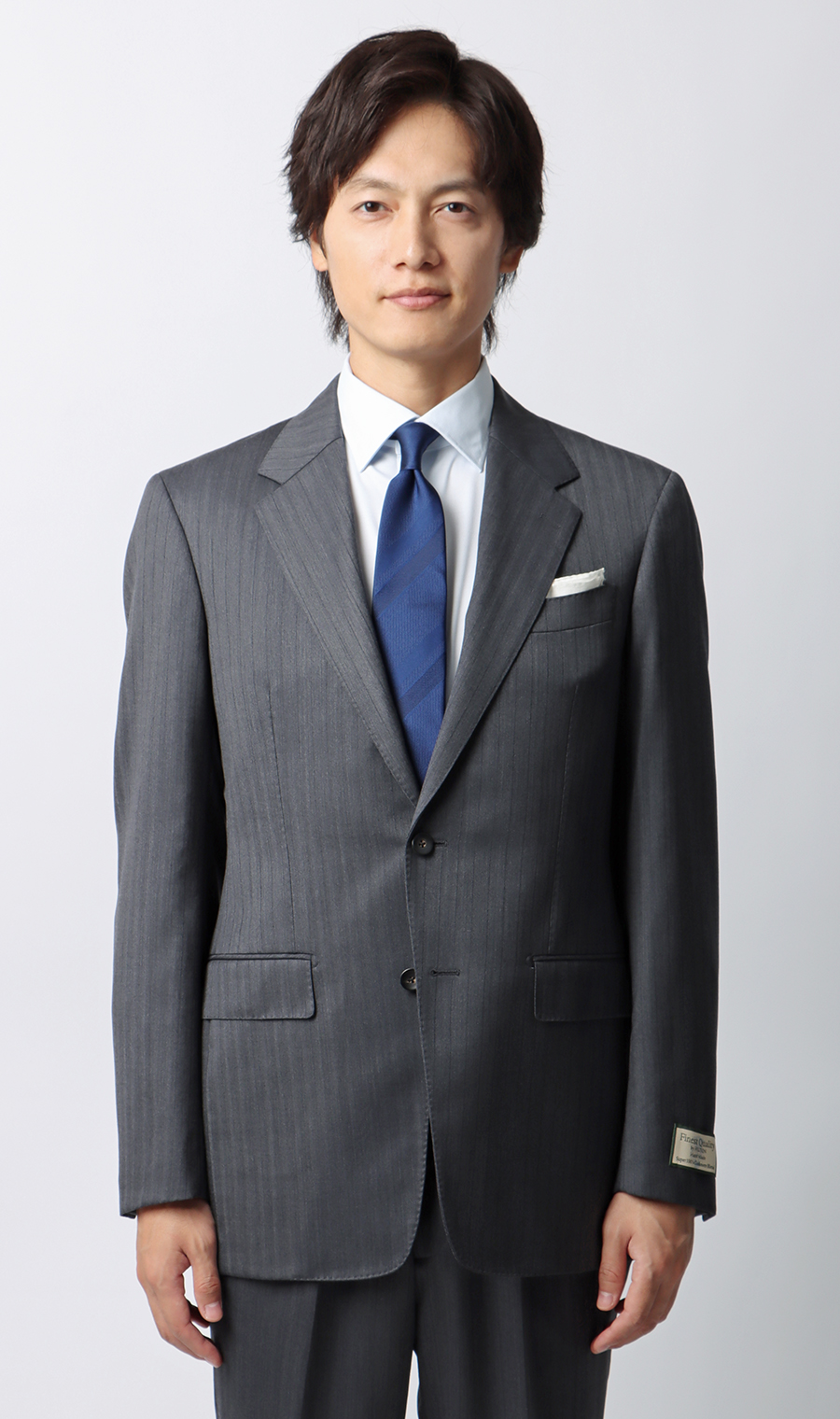 プレミアムスタイリッシュスーツ【SUPER100’ｓ Cashmere Blend】 グレー 体型:YA体(スリム型),号数（身長）:4号(165cm)