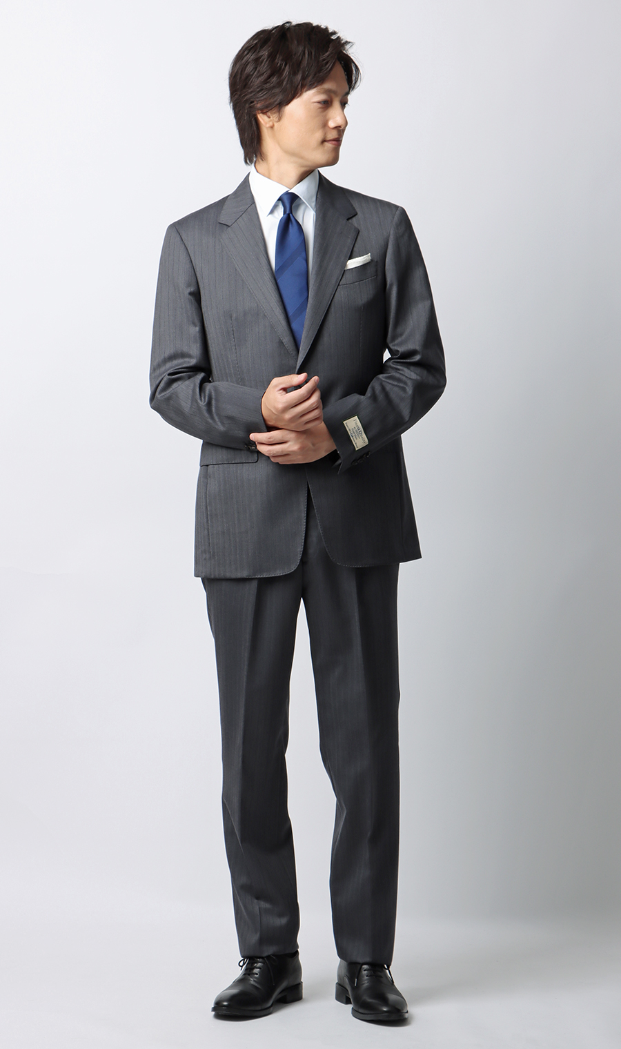 プレミアムスタイリッシュスーツ【SUPER100’ｓ Cashmere Blend】 グレー 体型:YA体(スリム型),号数（身長）:4号(165cm)