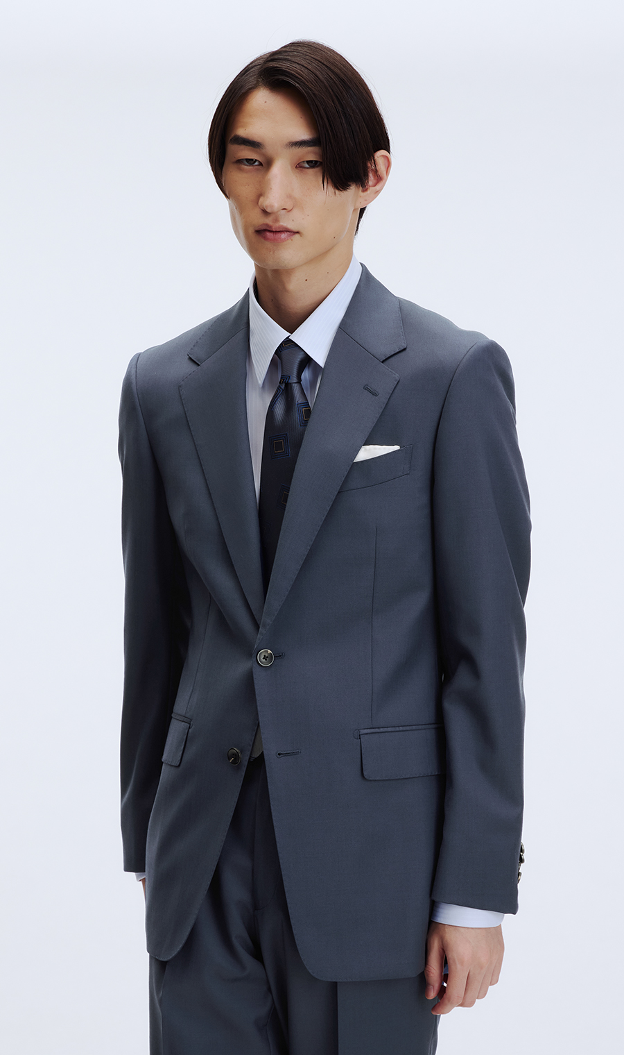 プレミアムスタイリッシュスーツ【GUABELLO】 ブルー 体型:YA体(スリム型),号数（身長）:4号(165cm)
