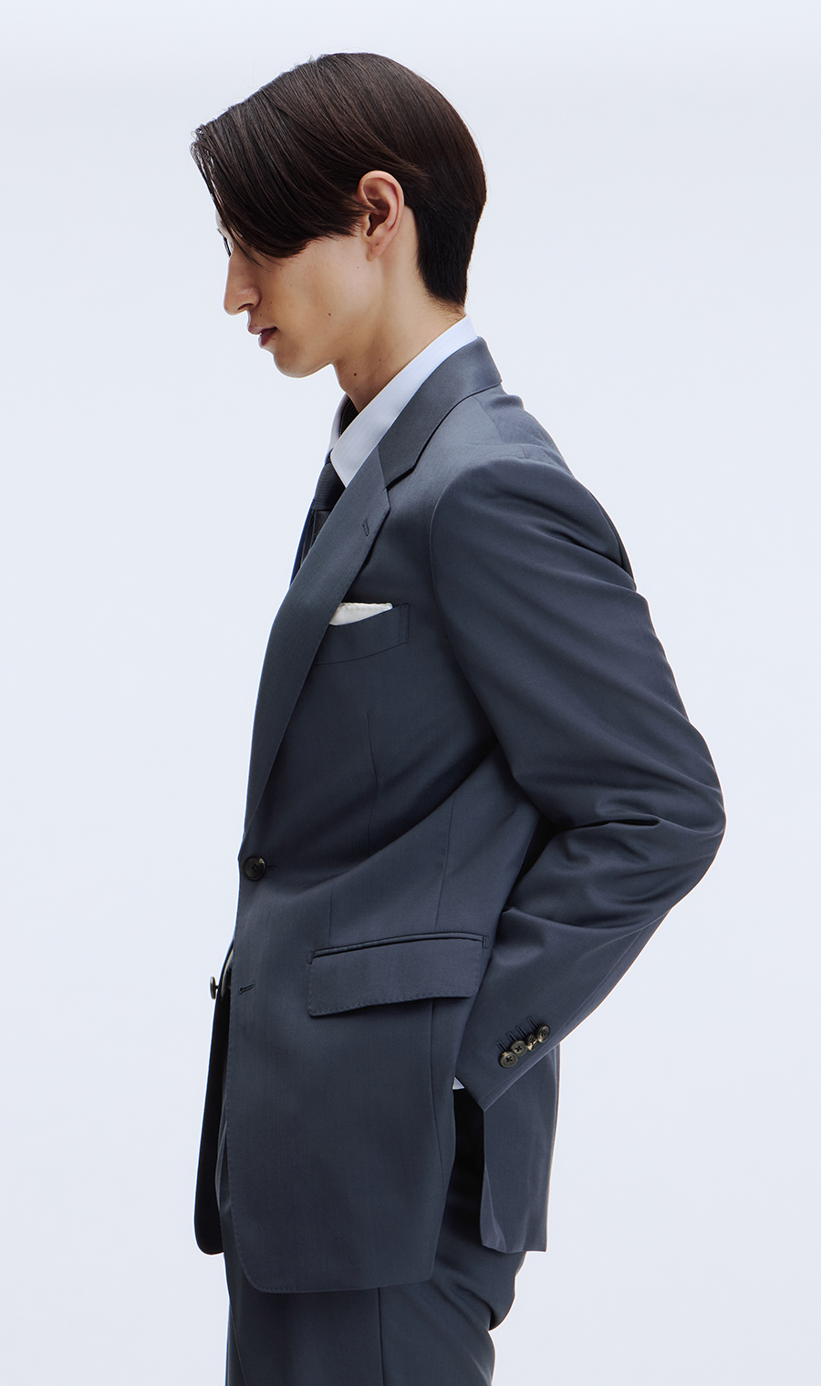 プレミアムスタイリッシュスーツ【GUABELLO】 ブルー 体型:YA体(スリム型),号数（身長）:4号(165cm)