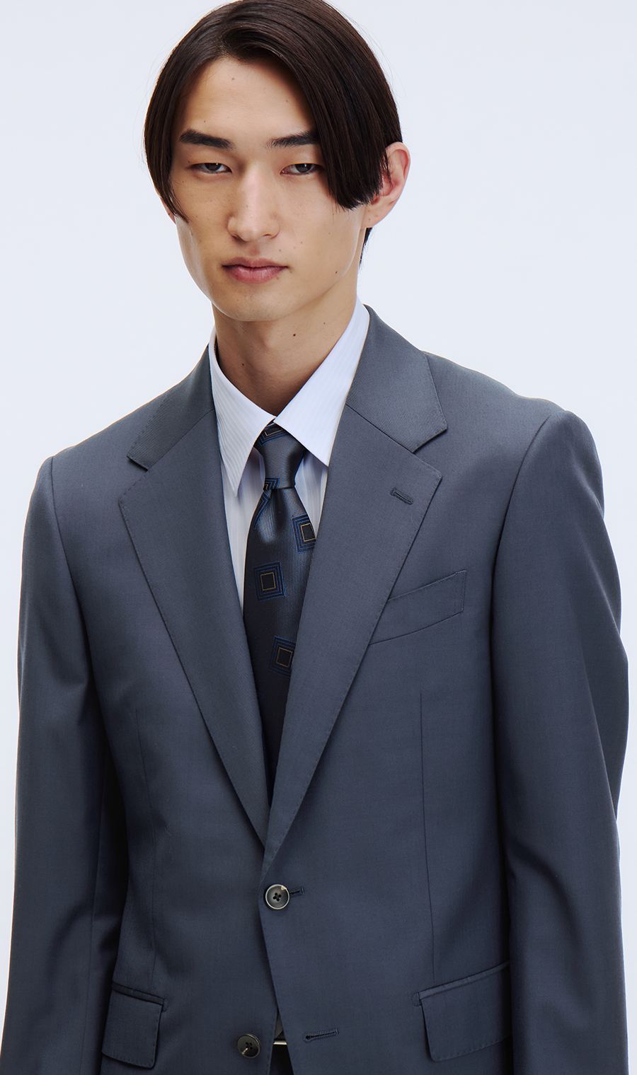 プレミアムスタイリッシュスーツ【GUABELLO】 ブルー 体型:YA体(スリム型),号数（身長）:4号(165cm)