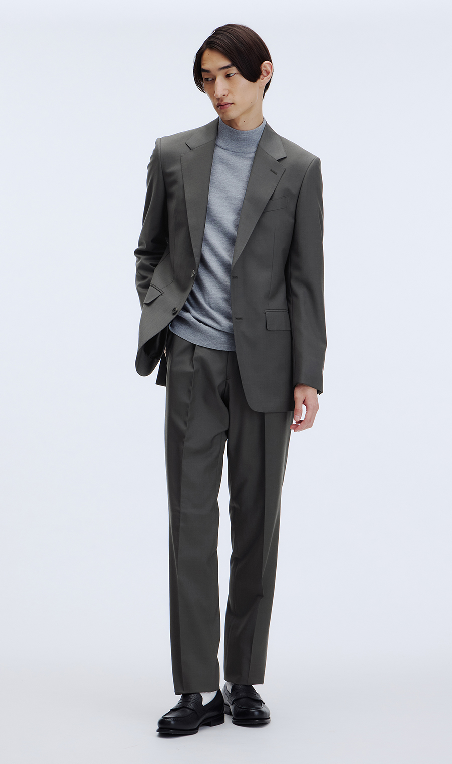 プレミアムスタイリッシュスーツ【GUABELLO】 グレー 体型:YA体(スリム型),号数（身長）:3号(160cm)