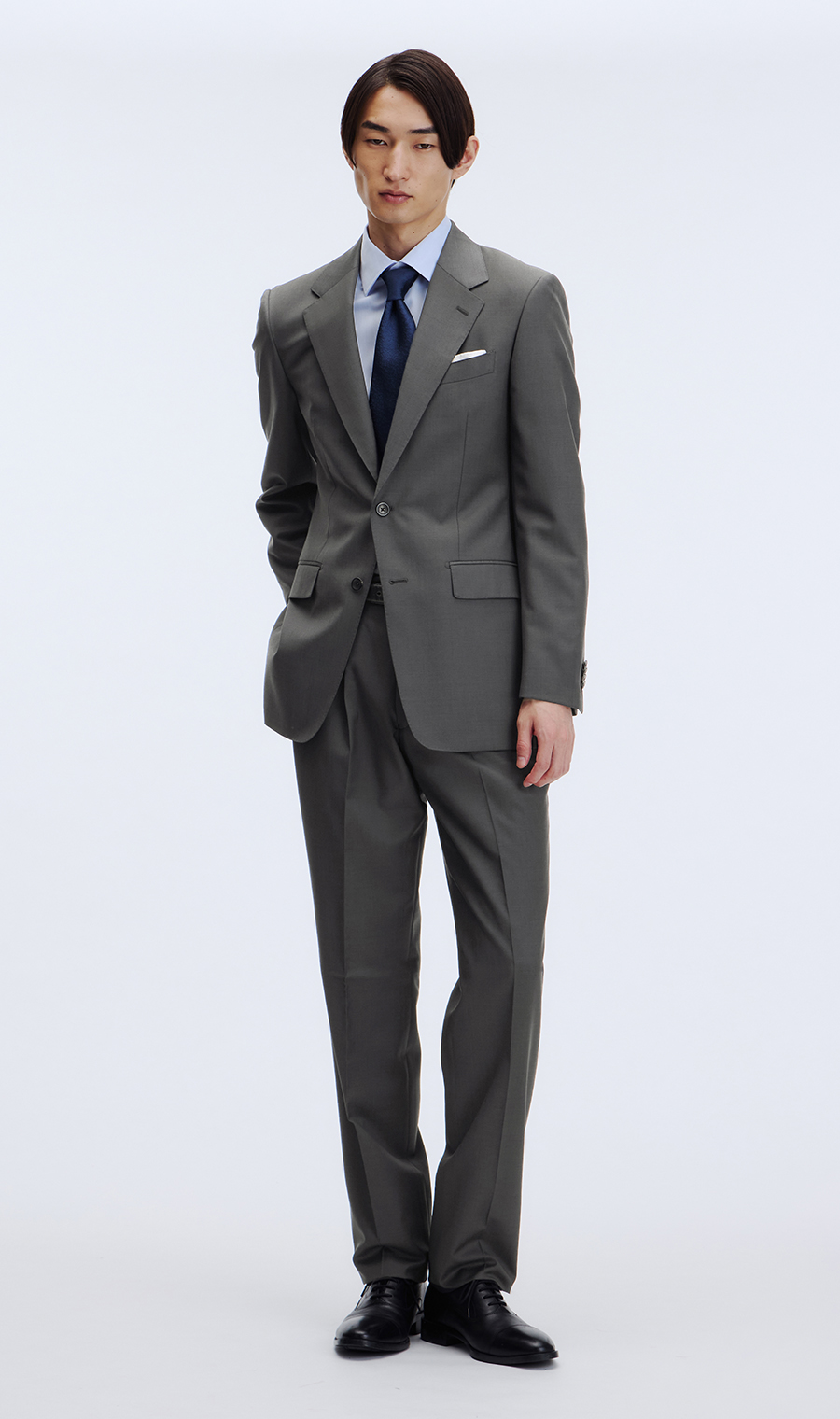 プレミアムスタイリッシュスーツ【GUABELLO】 グレー 体型:YA体(スリム型),号数（身長）:3号(160cm)