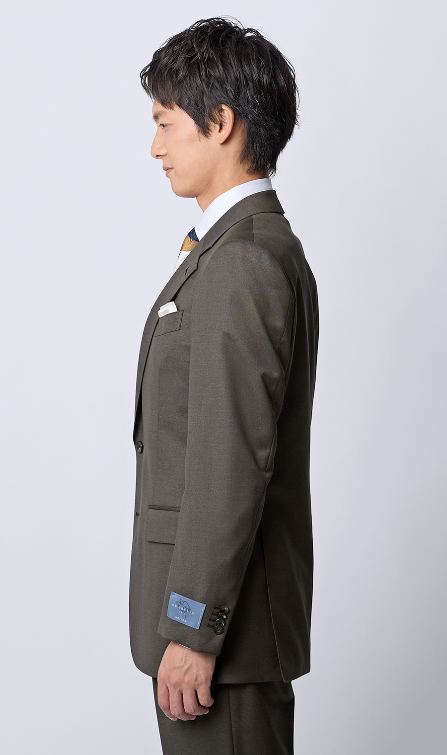 プレミアムスタイリッシュスーツ【GUABELLO】 ブラウン 体型:YA体(スリム型),号数（身長）:3号(160cm)