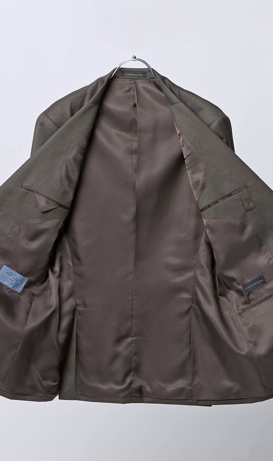 プレミアムスタイリッシュスーツ【GUABELLO】 ブラウン 体型:YA体(スリム型),号数（身長）:3号(160cm)