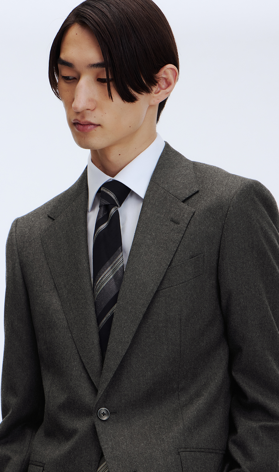 プレミアムスタイリッシュスーツ【GUABELLO】 チャコール 体型:YA体(スリム型),号数（身長）:3号(160cm)