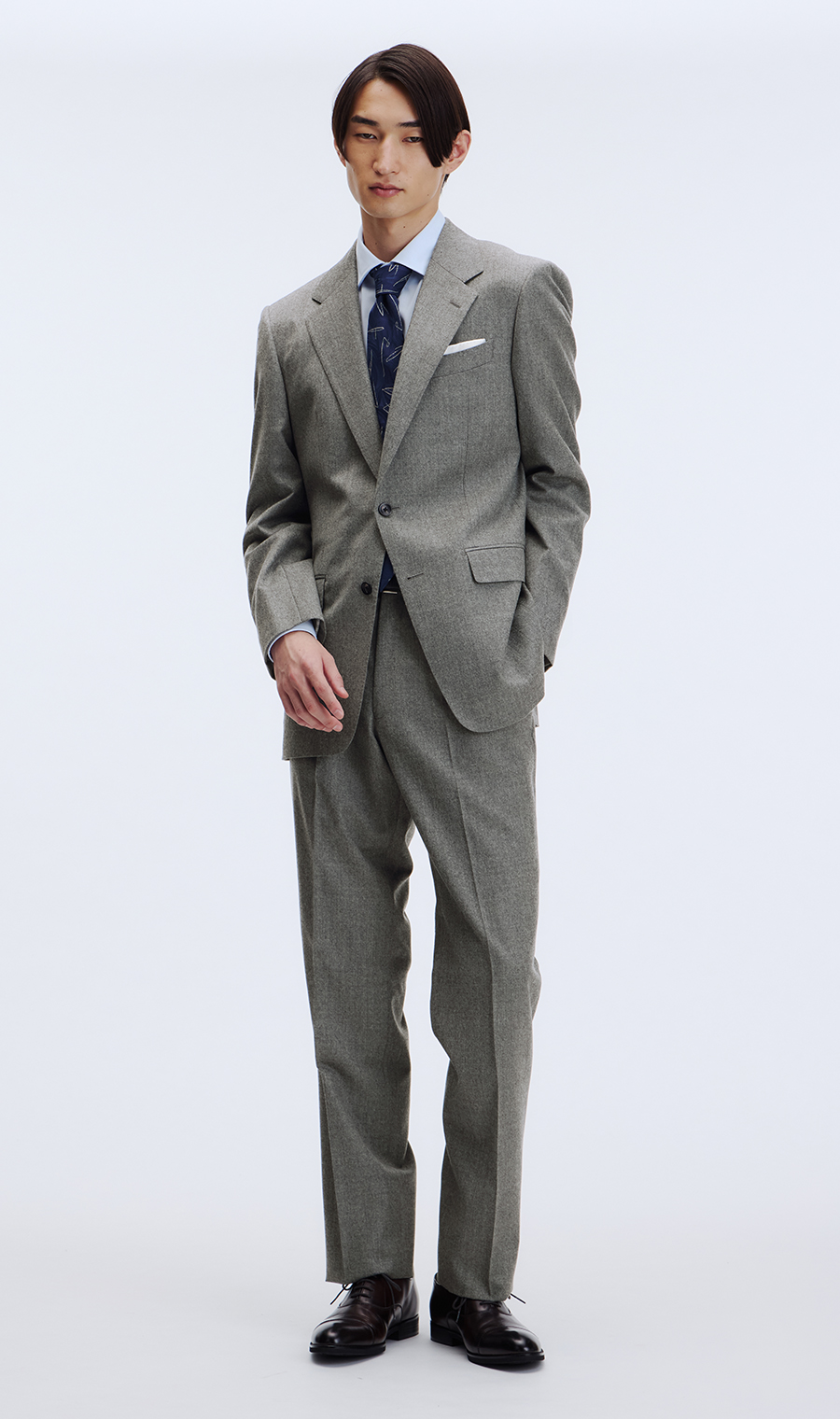 プレミアムスタイリッシュスーツ【GUABELLO】 グレー 体型:YA体(スリム型),号数（身長）:3号(160cm)