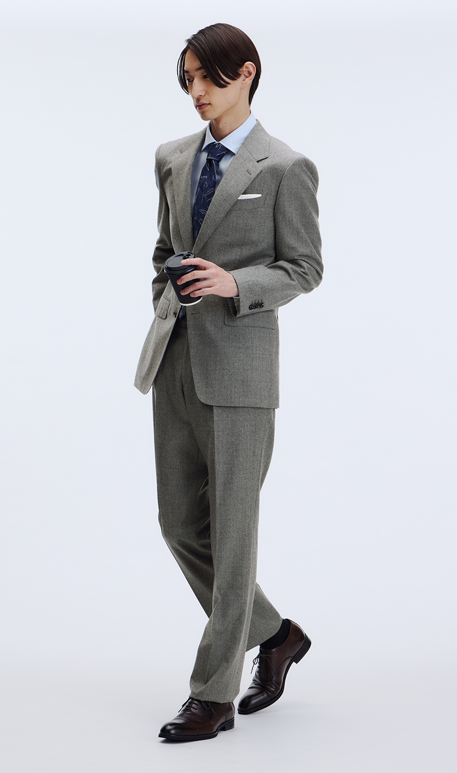 プレミアムスタイリッシュスーツ【GUABELLO】 グレー 体型:YA体(スリム型),号数（身長）:3号(160cm)