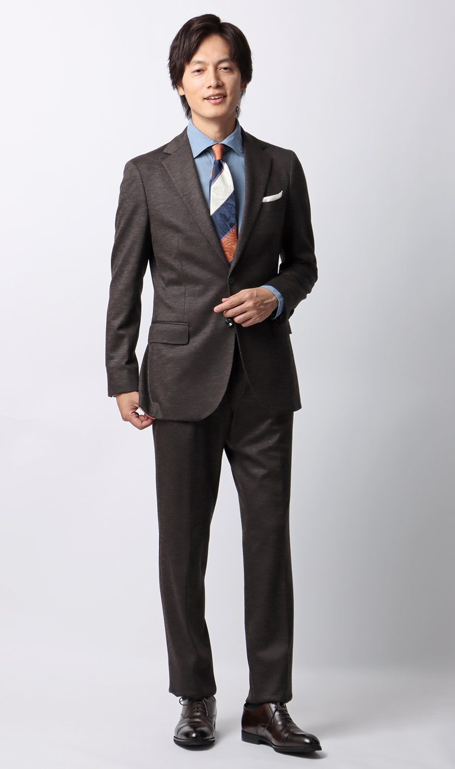 プレミアムスタイリッシュスーツ【ADVANCE MODEL】 ブラウン 体型:BE体(ゆったり型),号数(身長):6号(175cm)