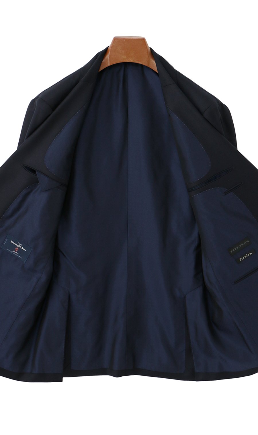 プレミアムスタイリッシュスーツ【Ermenegildo Zegna】【HILTON】 ネイビー 体型:A体(標準型),号数(身長):4号(165cm)