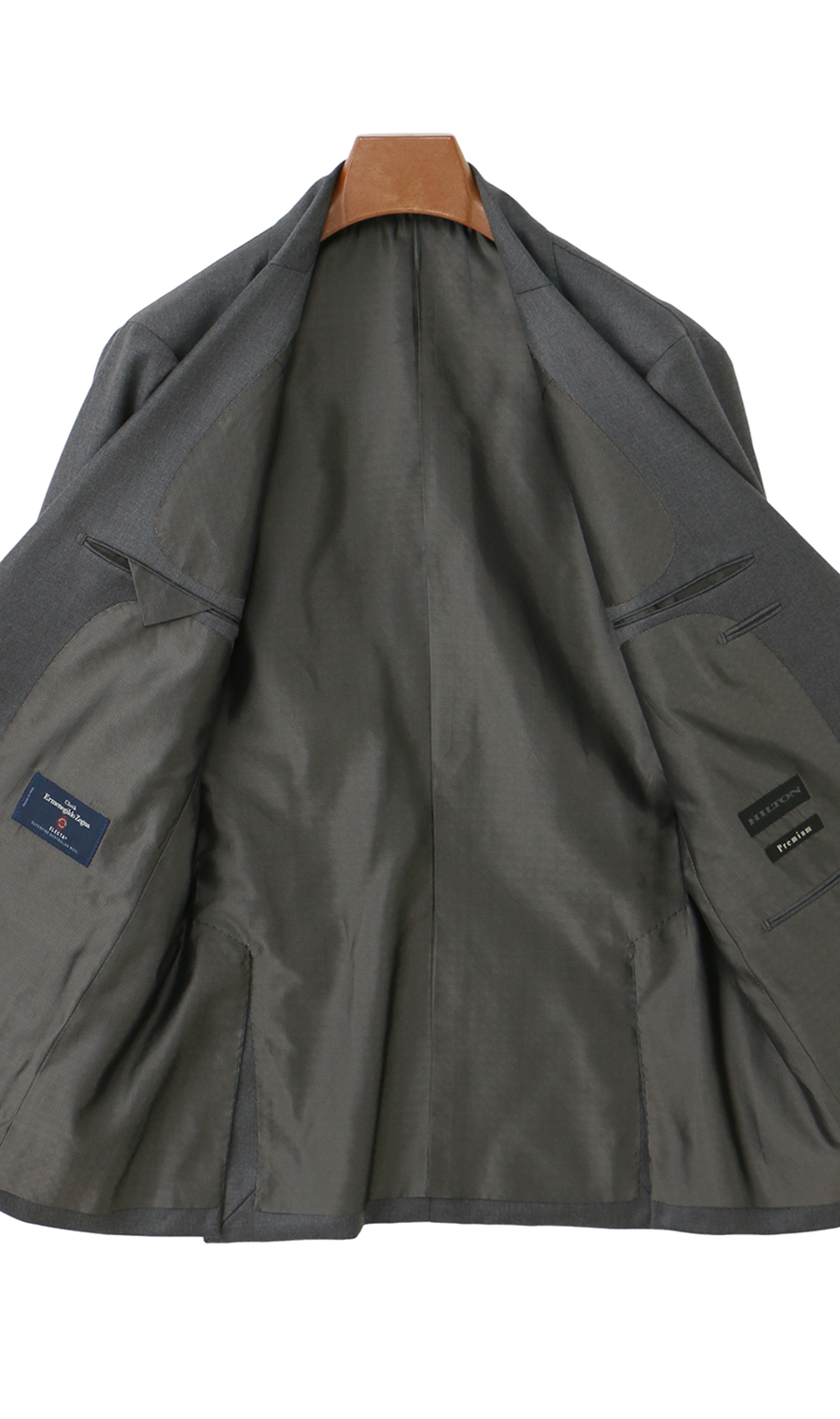 プレミアムスタイリッシュスーツ【Ermenegildo Zegna】【HILTON】 グレー 体型:A体(標準型),号数(身長):4号(165cm)
