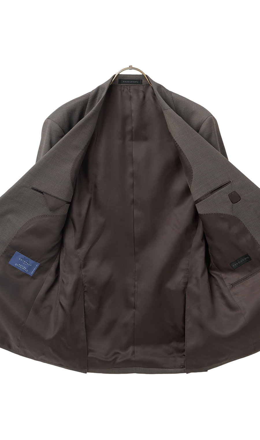 プレミアムスタイリッシュスーツ【GUABELLO】【HILTON】 ブラウン 体型:YA体(スリム型),号数(身長):4号(165cm)