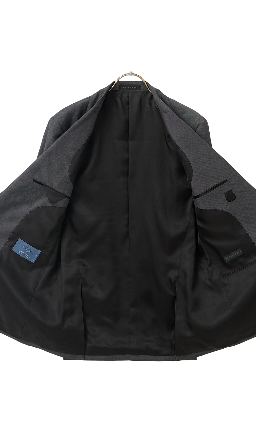 プレミアムスタイリッシュスーツ【GUABELLO】【HILTON】 チャコール 体型:YA体(スリム型),号数（身長）:4号(165cm)