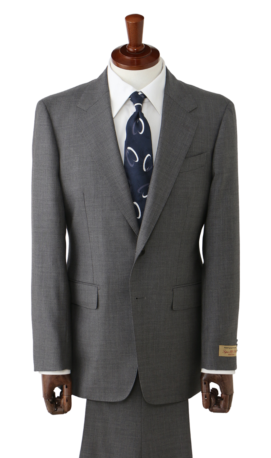 プレミアムスタイリッシュスーツ【Super150’s】【HANDMAED MODEL】【HILTON】 グレー 体型:BE体(ゆったり型),号数（身長）:6号(175cm)