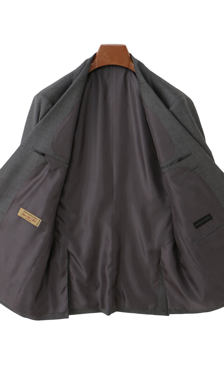 プレミアムスタイリッシュスーツ【Super150’s】【HANDMAED MODEL】【HILTON】 グレー 体型:BE体(ゆったり型),号数（身長）:6号(175cm)