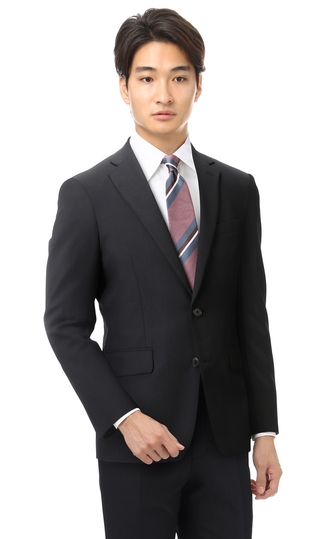 スタイリッシュスーツ《ウォッシャブル》《就活》《黒無地》