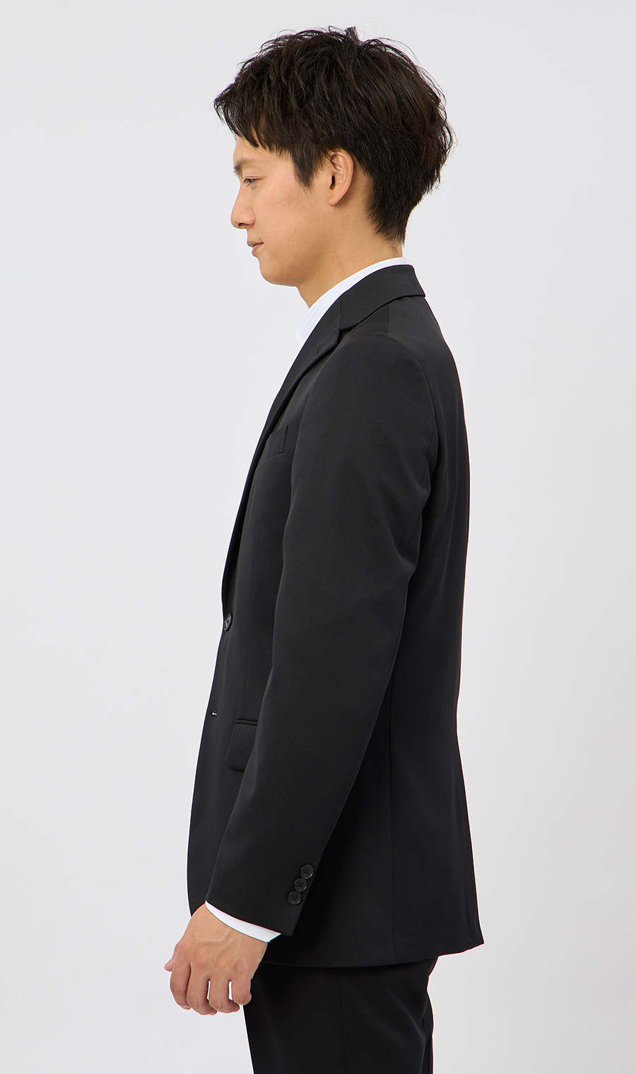 スタイリッシュスーツ【ウォッシャブル】【WEB限定】【裾上げ済み】 ブラック系 体型:AB体(がっちり型),号数（身長）:7号(180cm)