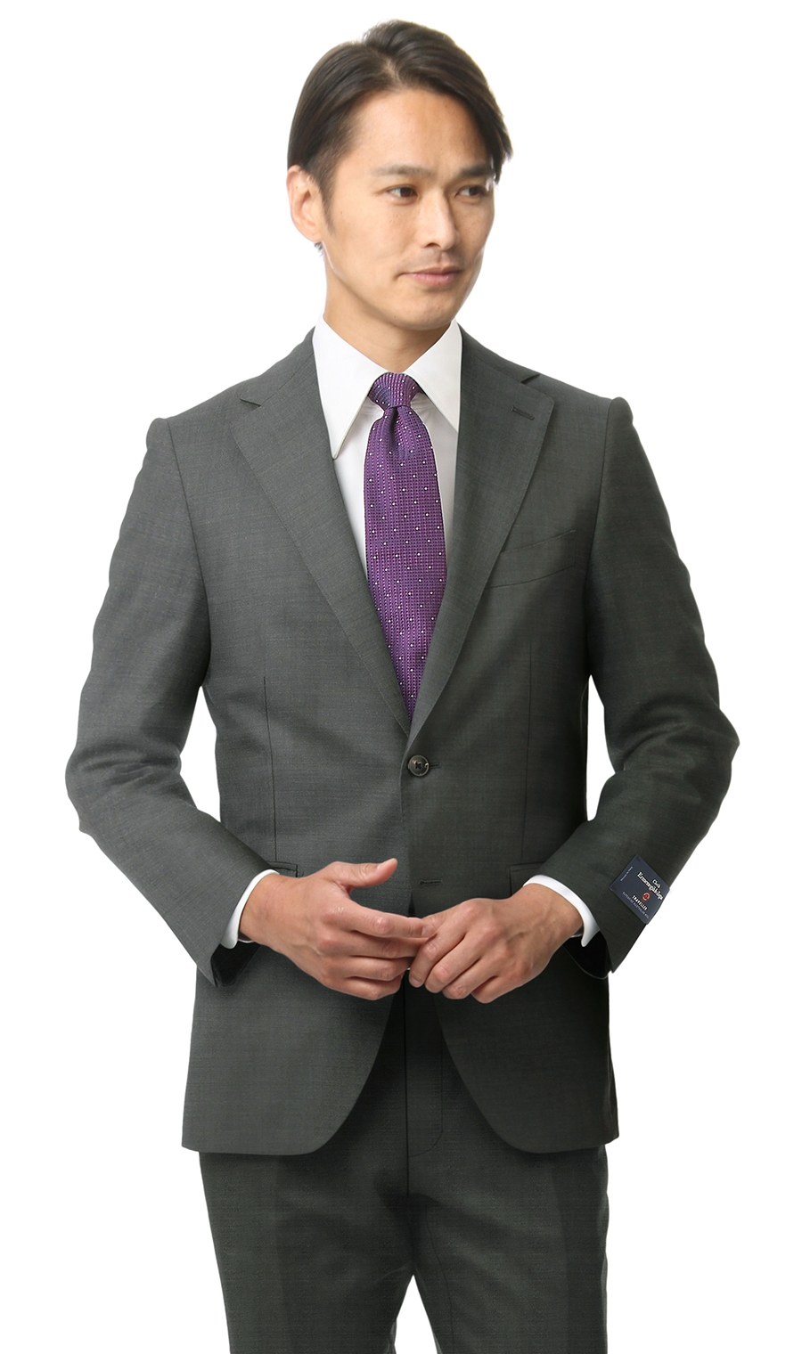 プレミアムスタイリッシュスーツ【E,ZEGNA】【Traveller】 グレー 体型:AB体(がっちり型),号数（身長）:4号(165cm)