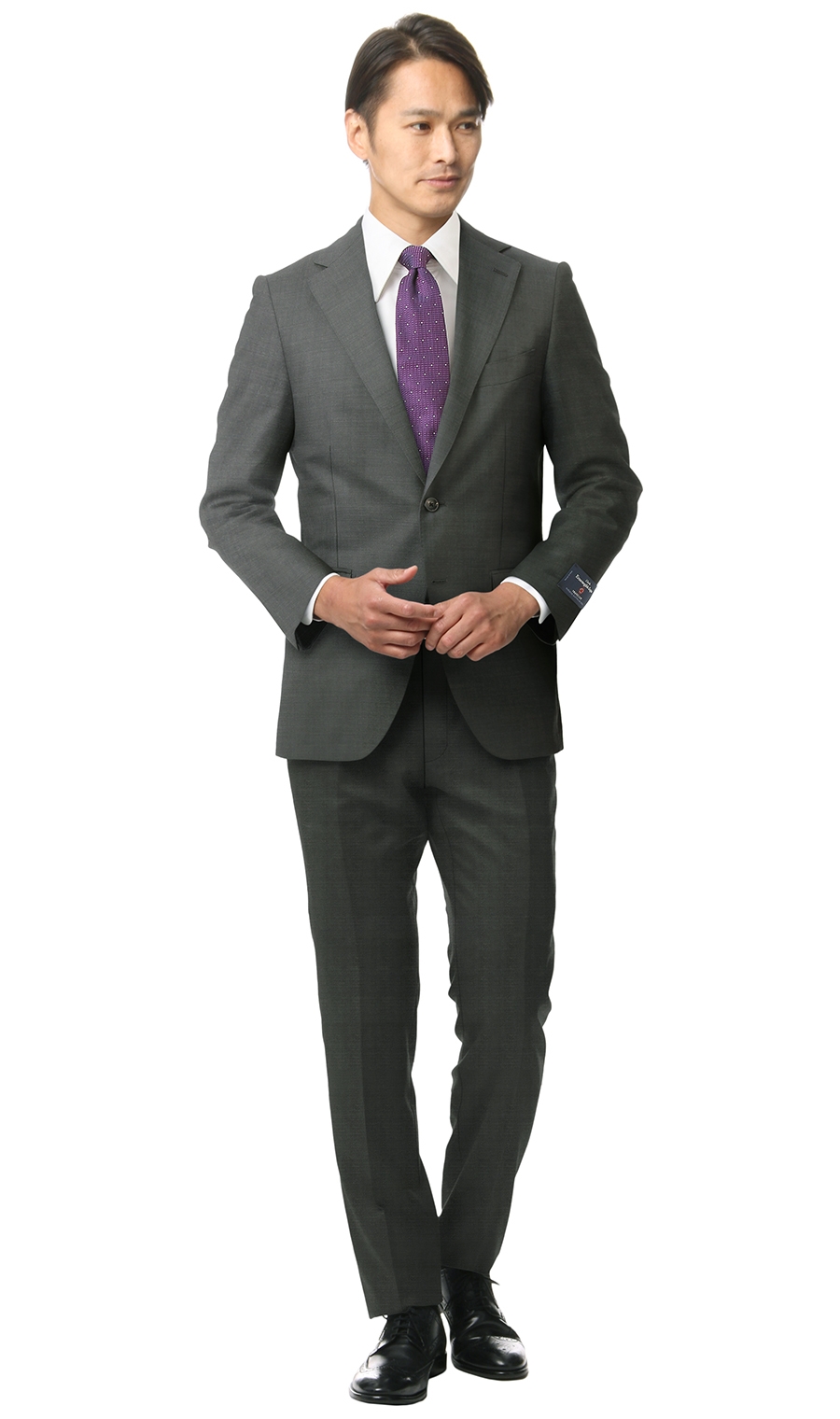 プレミアムスタイリッシュスーツ【E,ZEGNA】【Traveller】 グレー 体型:AB体(がっちり型),号数（身長）:4号(165cm)