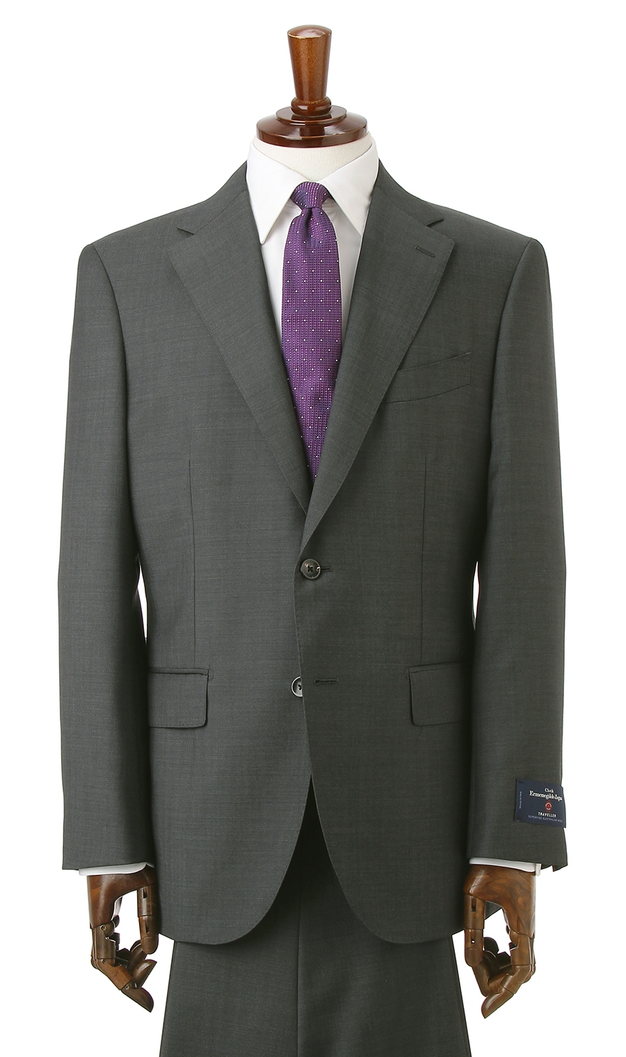 プレミアムスタイリッシュスーツ【E,ZEGNA】【Traveller】 グレー 体型:AB体(がっちり型),号数（身長）:4号(165cm)